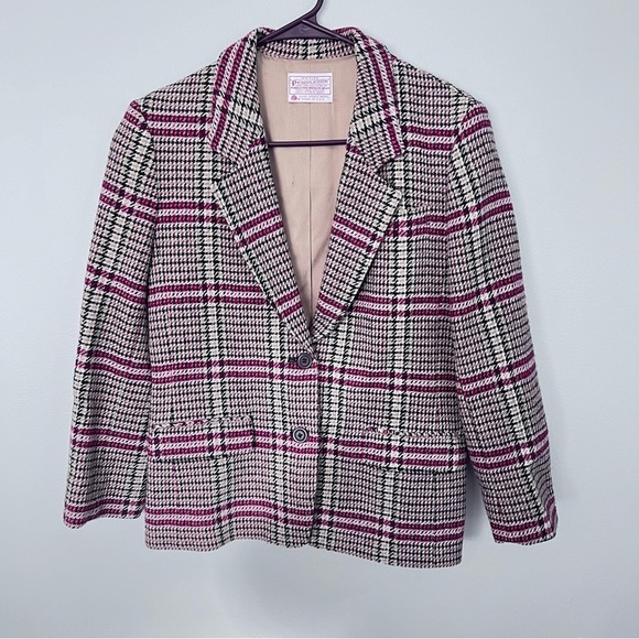 Vintage Pendleton wool plaid tan and red blazer size 6 - Picture 1 of 10